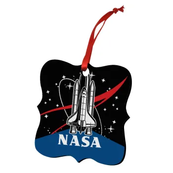 NASA Badge, Στολίδι Χριστουγεννιάτικο στολίδι polygon ξύλινο 7.5cm