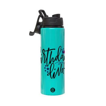Birthday Diva queen, Metallic water bottle with safety lid, 850ml aluminum