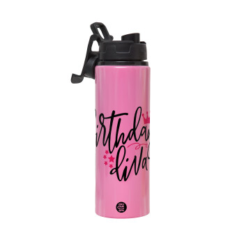 Birthday Diva queen, Μεταλλικό παγούρι νερού με καπάκι ασφαλείας, αλουμινίου 850ml