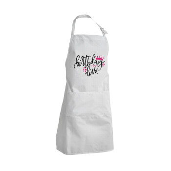 Birthday Diva queen, Adult Chef Apron (with sliders and 2 pockets)