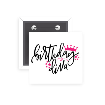 Birthday Diva queen, Κονκάρδα παραμάνα τετράγωνη 5x5cm
