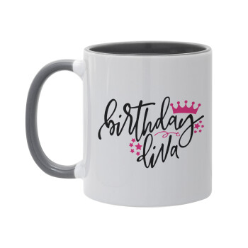 Birthday Diva queen, Mug colored grey, ceramic, 330ml