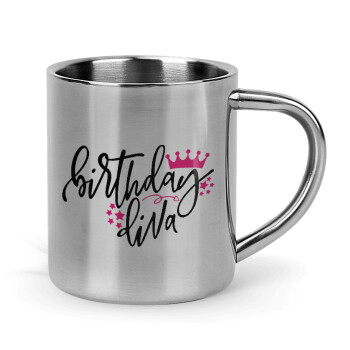 Birthday Diva queen, Mug Stainless steel double wall 300ml