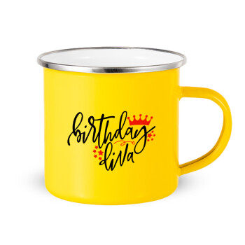 Birthday Diva queen, Yellow Enamel Metallic Cup 360ml