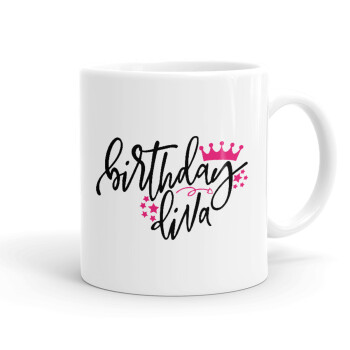 Birthday Diva queen, Ceramic coffee mug, 330ml (1pcs)
