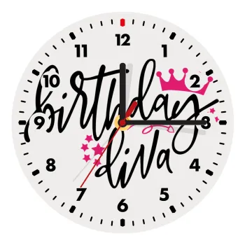 Birthday Diva queen, Wooden wall clock (20cm)