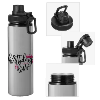 Birthday Diva queen, Metallic water bottle with safety cap, 850ml aluminum