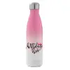Metal mug thermos Pink/White (Stainless steel), double wall, 500ml