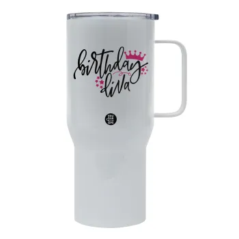 Birthday Diva queen, Tumbler με καπάκι, διπλού τοιχώματος (θερμό) 750L