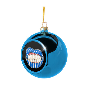 Ελληνική σημαία lips, Χριστουγεννιάτικη μπάλα δένδρου Μπλε 8cm