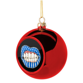 Ελληνική σημαία lips, Χριστουγεννιάτικη μπάλα δένδρου Κόκκινη 8cm