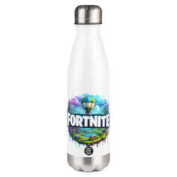 Fortnite land, Metal mug thermos White (Stainless steel), double wall, 500ml