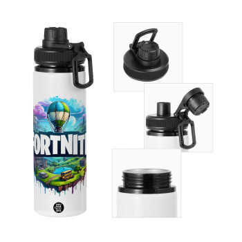 Fortnite land, Metal water bottle with safety cap, aluminum 850ml
