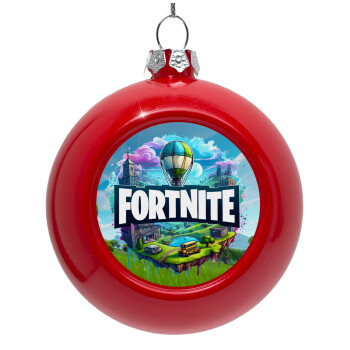 Fortnite land, Red Christmas tree ornament bauble 8cm