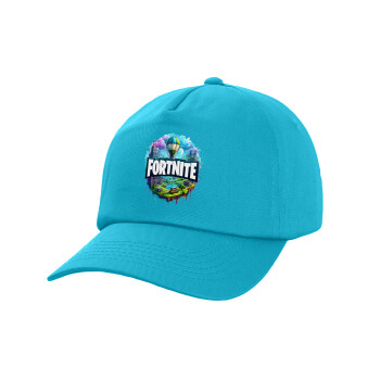 Fortnite land, Καπέλο παιδικό Baseball, 100% Βαμβακερό,  Γαλάζιο