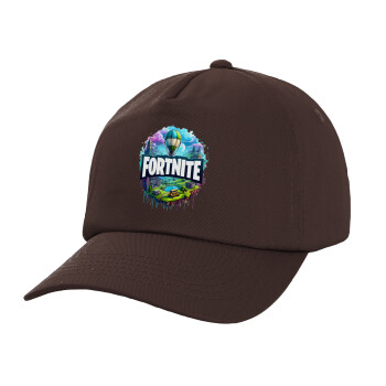 Fortnite land, Adult Baseball Cap, 100% Cotton, Chocolate (COTTON, ADULT, UNISEX, ONE SIZE)
