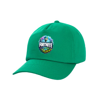 Fortnite land, Children's Baseball Cap, 100% Cotton Twill, Green (COTTON, CHILDREN'S, UNISEX, ONE SIZE)