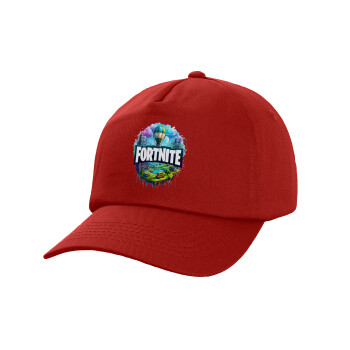 Fortnite land, Καπέλο παιδικό Baseball, 100% Βαμβακερό Twill, Κόκκινο (ΒΑΜΒΑΚΕΡΟ, ΠΑΙΔΙΚΟ, UNISEX, ONE SIZE)