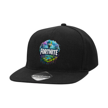 Fortnite land, Καπέλο Ενηλίκων Flat Snapback Μαύρο, (100% ΒΑΜΒΑΚΕΡΟ TWILL, ΕΝΗΛΙΚΩΝ, UNISEX, ONE SIZE)