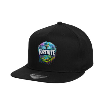 Fortnite land, Καπέλο παιδικό Flat Snapback, Μαύρο (100% ΒΑΜΒΑΚΕΡΟ, ΠΑΙΔΙΚΟ, UNISEX, ONE SIZE)