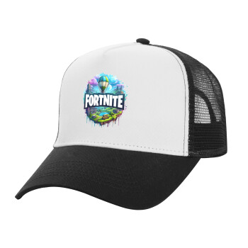 Fortnite land, Καπέλο Ενηλίκων Structured Trucker, με Δίχτυ, ΛΕΥΚΟ/ΜΑΥΡΟ (100% ΒΑΜΒΑΚΕΡΟ, ΕΝΗΛΙΚΩΝ, UNISEX, ONE SIZE)