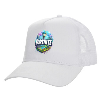 Fortnite land, Καπέλο Ενηλίκων Structured Trucker, με Δίχτυ, ΛΕΥΚΟ (100% ΒΑΜΒΑΚΕΡΟ, ΕΝΗΛΙΚΩΝ, UNISEX, ONE SIZE)