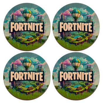 Fortnite land, ΣΕΤ x4 Σουβέρ ξύλινα στρογγυλά plywood (9cm)