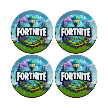 Fortnite land, ΣΕΤ 4 Σουβέρ ξύλινα στρογγυλά (9cm)