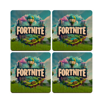 Fortnite land, ΣΕΤ x4 Σουβέρ ξύλινα τετράγωνα plywood (9cm)