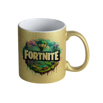 Fortnite land, Κούπα Χρυσή Glitter που γυαλίζει, κεραμική, 330ml