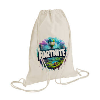 Fortnite land, Τσάντα πλάτης πουγκί GYMBAG natural (28x40cm)