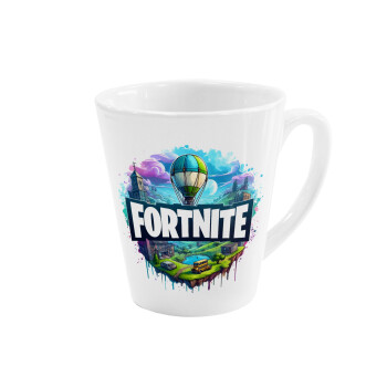 Fortnite land, Κούπα κωνική Latte Λευκή, κεραμική, 300ml