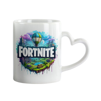 Fortnite land, Mug heart handle, ceramic, 330ml