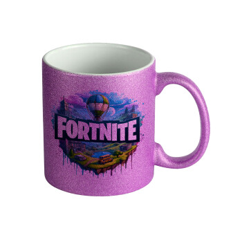 Fortnite land, Κούπα Μωβ Glitter που γυαλίζει, κεραμική, 330ml