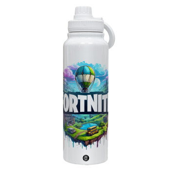Fortnite land, 1L Stainless Steel Thermal Bottle with Phone Holder & Double Wall Insulation