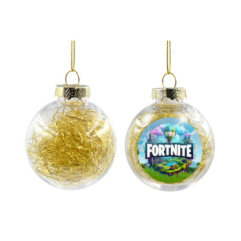 Fortnite land, Χριστουγεννιάτικη μπάλα δένδρου διάφανη με χρυσό γέμισμα 8cm