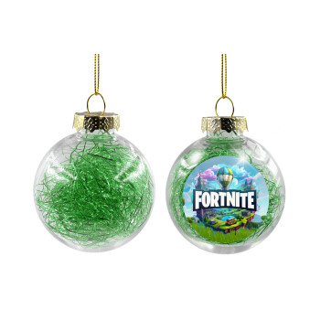 Fortnite land, Χριστουγεννιάτικη μπάλα δένδρου διάφανη με πράσινο γέμισμα 8cm