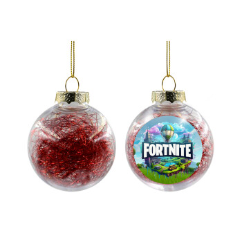 Fortnite land, Transparent Christmas tree ball ornament with red filling 8cm