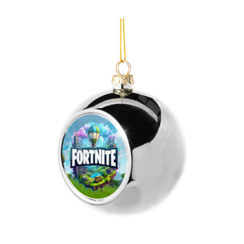 Fortnite land, Silver 8cm Christmas tree ball ornament