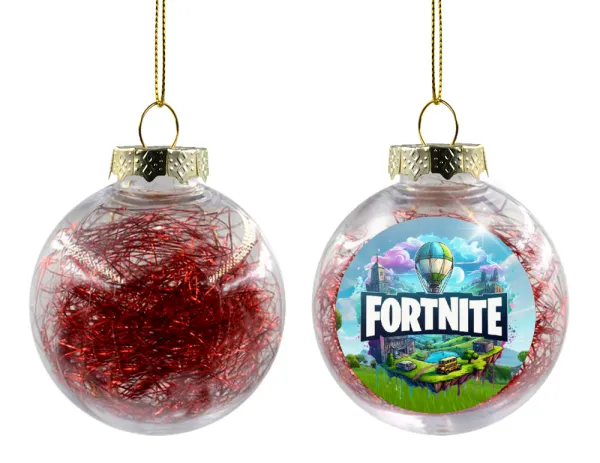 Fortnite land — Transparent Christmas tree ball ornament with red filling 8cm