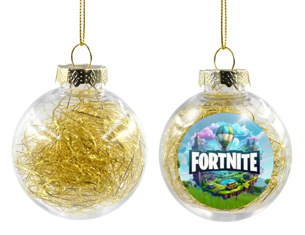 Fortnite land — Transparent Christmas tree ball ornament with gold filling 8cm