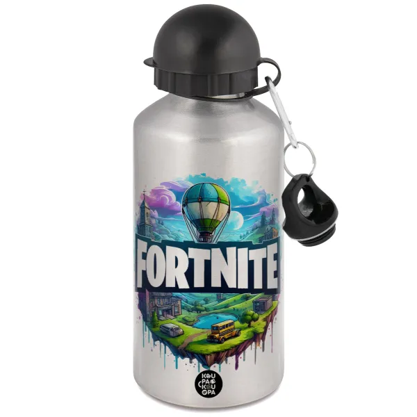 Fortnite land — Metallic water jug, Silver, aluminum 500ml