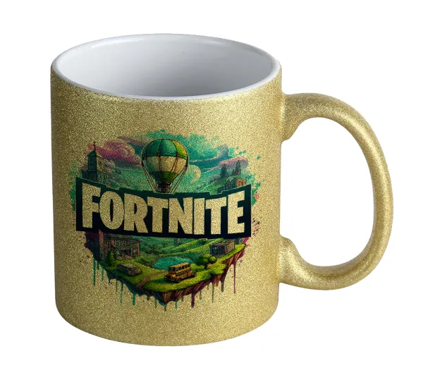 Fortnite land — Κούπα Χρυσή Glitter που γυαλίζει, κεραμική, 330ml