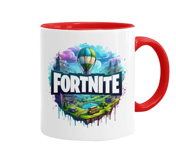 Fortnite land — Κούπα χρωματιστή κόκκινη, κεραμική, 330ml