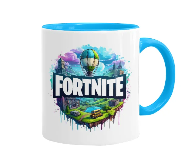 Fortnite land — Mug colored light blue, ceramic, 330ml