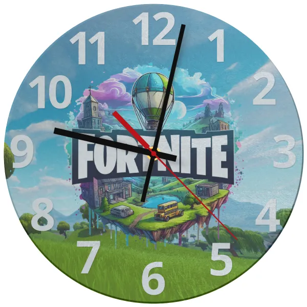 Fortnite land — Glass wall clock (30cm)