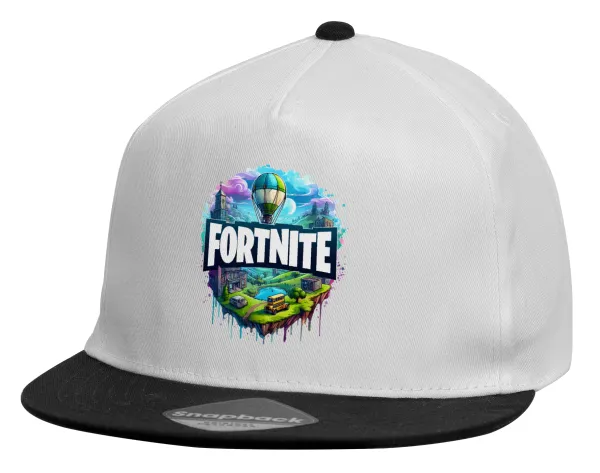 Fortnite land — Child's Flat Snapback Hat, White (100% COTTON, CHILDREN'S, UNISEX, ONE SIZE)