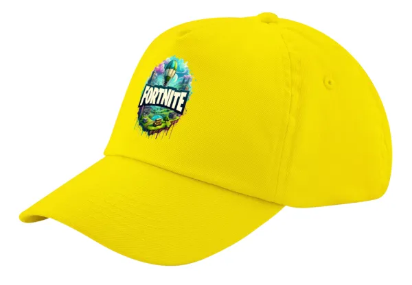 Fortnite land — Καπέλο παιδικό Baseball, 100% Βαμβακερό Twill, Κίτρινο (ΒΑΜΒΑΚΕΡΟ, ΠΑΙΔΙΚΟ, UNISEX, ONE SIZE)