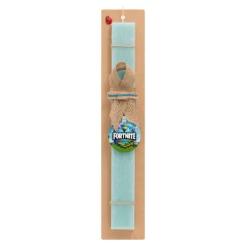 Fortnite land, Easter Set, wooden keychain & aromatic flat Easter candle (30cm) (TURQUOISE)
