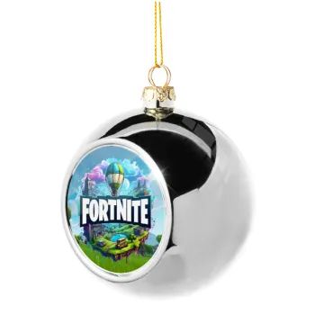 Fortnite land, Silver 8cm Christmas tree ball ornament